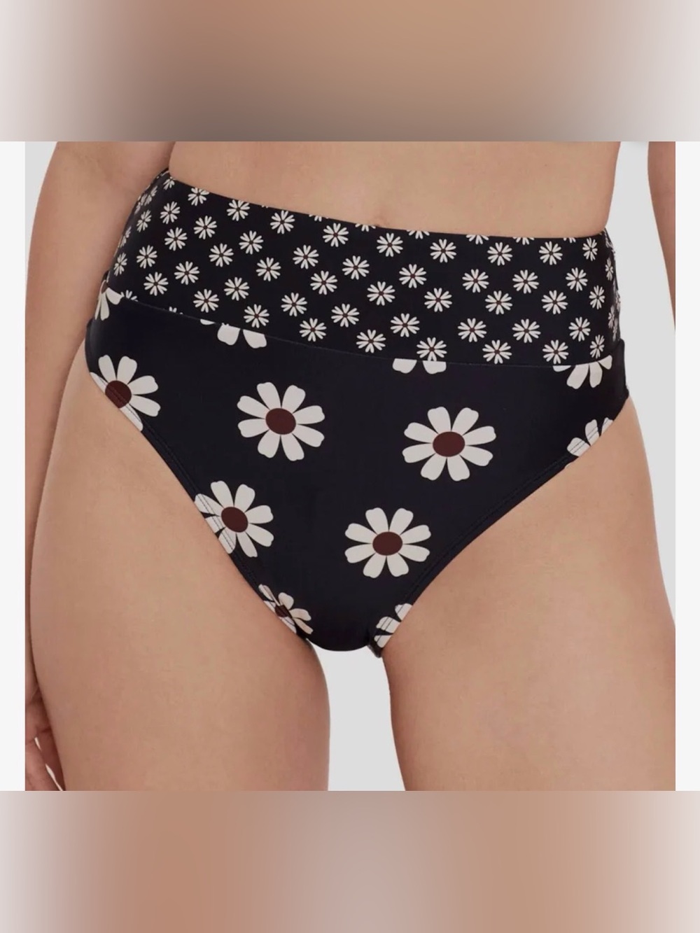 Black Daisy High-Waist One-Piece Swim - Floral Print Salt + Cove XS or M